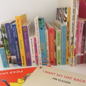 Bookshelf full of children's books