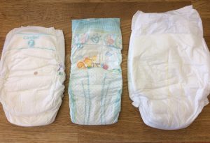Image comparing the sizes of the 3 nappies (pads) mentioned in the article