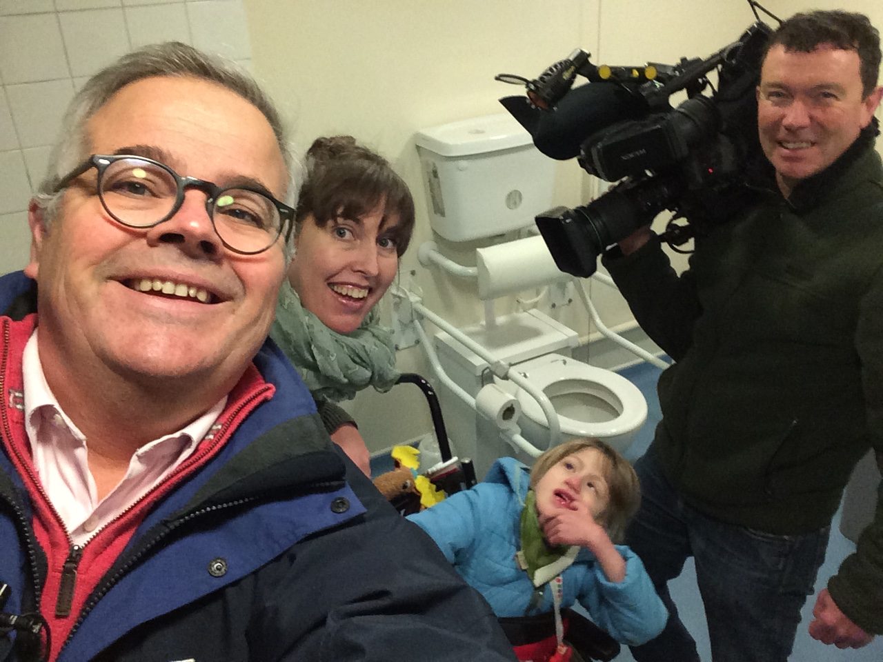 changing places selfie with BBC Look East reporter & cameraman